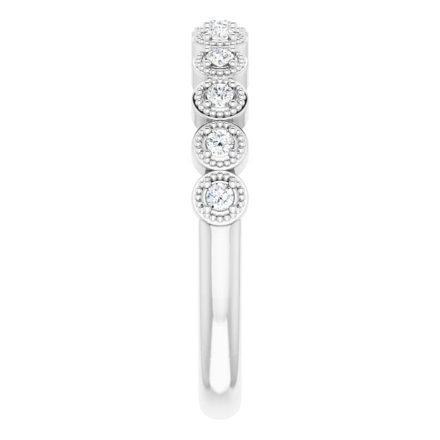 Milgrain Accent Round Diamond Wedding Band-VIRABYANI